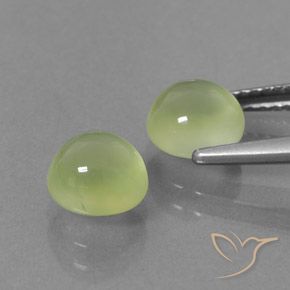 Prehnite Gemstones in 7 mm (calibrated) Size for Sale, Prehnite Stones in Light Green Color