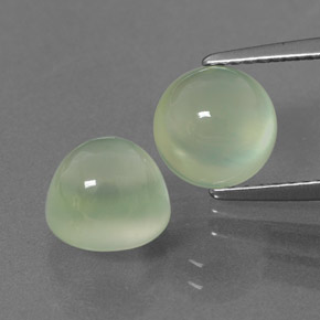 5.17 ctw Green Prehnite Gemstones, Prehnite Gems in Round Cabochon Shape for Sale.