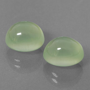 7.43 ctw Green Prehnite Stones, Natural Prehnite in Oval Cabochon Shape for Sale