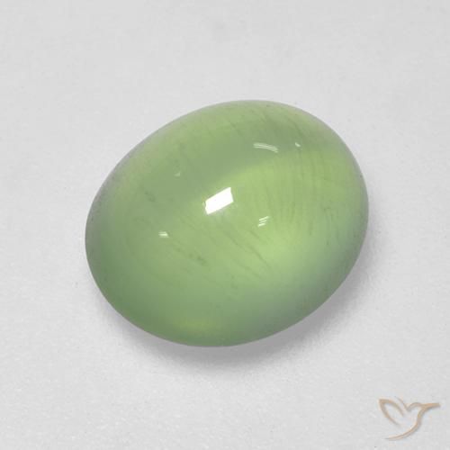 3.55 ct Green Prehnite Stone, Natural Prehnite in Oval Cabochon Shape for Sale