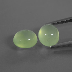 Pale Pear Green Prehnite Gem - 2.7ct Oval Cabochon (ID: 368338)