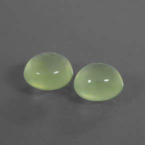 5.45 ctw Green Prehnite Stones, Natural Prehnite in Oval Cabochon Shape for Sale