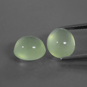 Light Yellowish Green Prehnite Gem - 3.4ct Oval Cabochon (ID: 368340)
