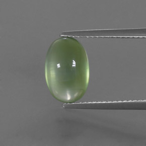 Yellowish Green Prehnite Gem - 3.7ct Oval Cabochon (ID: 368410)
