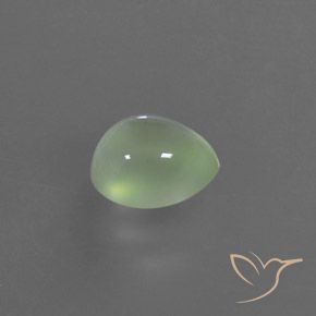 3.35 ct Green Prehnite Stone, Natural Prehnite in Pear Cabochon Shape for Sale