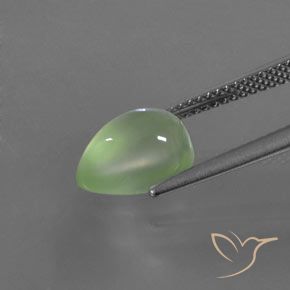 Prehnite Gemstone in 10.3 x 7.3 mm Size for Sale, Prehnite Stone in Medium Green Color