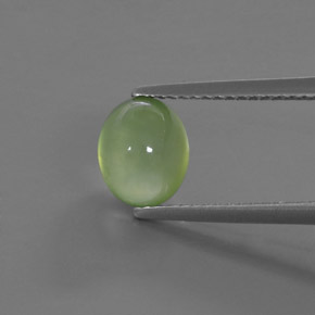 Pale Pear Green Prehnite Gem - 2.5ct Oval Cabochon (ID: 368465)
