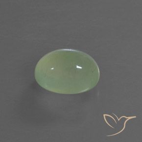 3.89 ct Green Prehnite Stone, Natural Prehnite in Oval Cabochon Shape for Sale