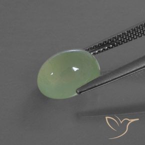Prehnite Gemstone in 10.2 x 7.4 mm Size for Sale, Prehnite Stone in Pale Lime Green Color