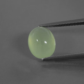 Pale Lime Green Prehnite Gem - 3.6ct Oval Cabochon (ID: 368471)
