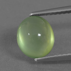 2.36 ct Green Prehnite Gemstone, Prehnite Gem in Oval Cabochon Shape for Sale.