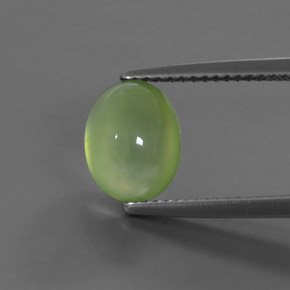 Medium Green Prehnite Gem - 3.4ct Oval Cabochon (ID: 368485)
