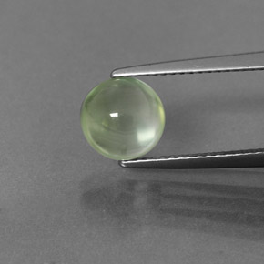 2.27 ct Green Prehnite Gemstone, Prehnite Gem in Round Cabochon Shape for Sale.