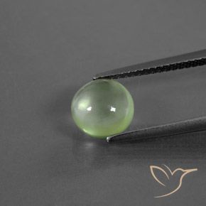 1.90 ct Green Prehnite Gemstone, Prehnite Gem in Round Cabochon Shape for Sale.
