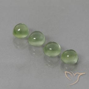 6.22 ctw Green Prehnite Stones, Natural Prehnite in Round Cabochon Shape for Sale