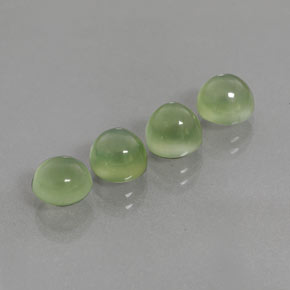 7.68 ct Green Prehnite Gemstone, Prehnite Gem in Round Cabochon Shape for Sale.