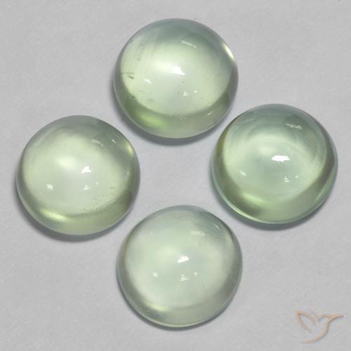 5.89 ctw Green Prehnite Stones, Natural Prehnite in Round Cabochon Shape for Sale