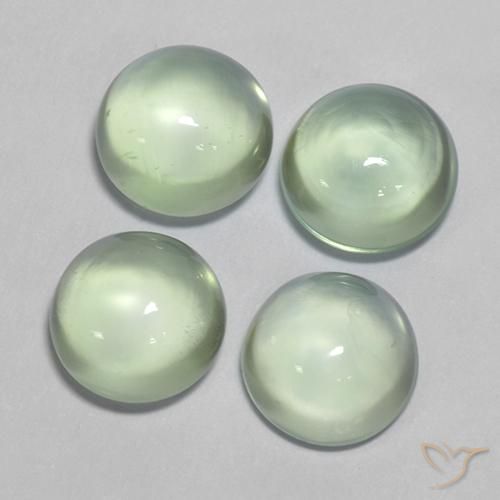 Prehnite Gemstones in 7 mm (calibrated) Size for Sale, Prehnite Stones in Very Light Green Color