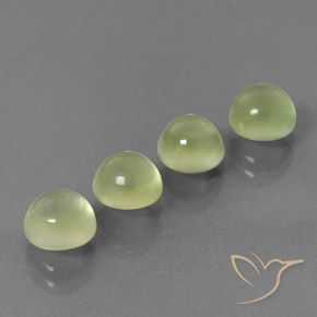 Lot of 4pc Round Yellow Prehnite from South Africa - Size 6.4mm, Weight 5.6ct total / avg. 1.4ct each, Color: Light Yellow, Mohs Hardness 6 - 6.5, Photo A