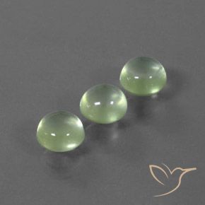 4.55 ctw Green Prehnite Stones, Natural Prehnite in Round Cabochon Shape for Sale