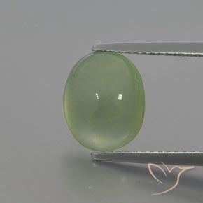 3.64ct Natural Medium Green Prehnite, Oval, Transparent/Translucent