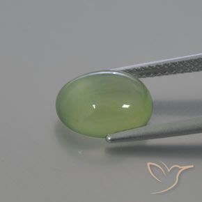 Prehnite Gemstone in 10.5 x 8.5 mm Size for Sale, Prehnite Stone in Medium Green Color