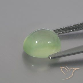 Prehnite Gemstone in 8.9 x 7.4 mm Size for Sale, Prehnite Stone in Pale Lime Green Color