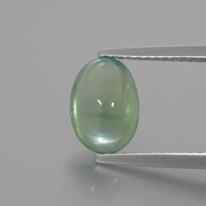 1.95 ct Green Prehnite Gemstone, Prehnite Gem in Oval Cabochon Shape for Sale.