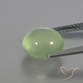 Prehnite Gemstone in 9.6 x 7.9 mm Size for Sale, Prehnite Stone in Pale Lime Green Color