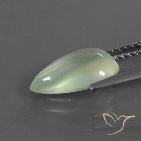 Prehnite Gemstone in 11.2 x 6.8 mm Size for Sale, Prehnite Stone in Very Light Green Color