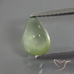 1.64ct Natural Pale Pear Green Prehnite, Pear Shape, Transparent/Translucent