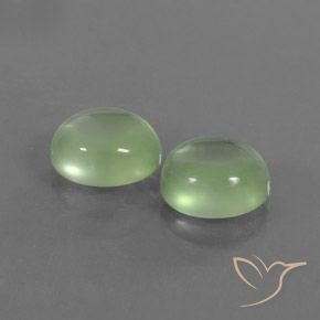 4.98 ctw Green Prehnite Stones, Natural Prehnite in Oval Cabochon Shape for Sale