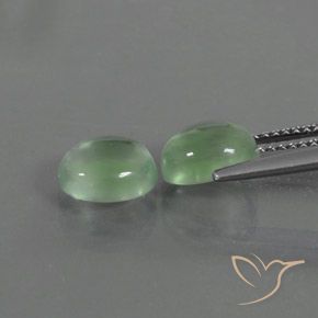 Prehnite Gemstones in 8.1 x 7 mm Size for Sale, Prehnite Stones in Warm Green Color