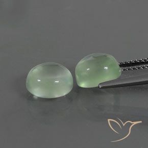 Prehnite Gemstones in 8.1 x 7.4 mm Size for Sale, Prehnite Stones in Very Light Green Color