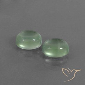 4.04 ctw Green Prehnite Stones, Natural Prehnite in Oval Cabochon Shape for Sale