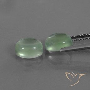 Prehnite Gemstones in 8.1 x 7.1 mm Size for Sale, Prehnite Stones in Warm Green Color