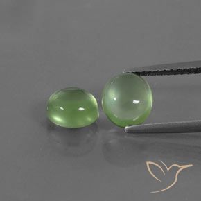2.86 ctw Green Prehnite Gemstones, Prehnite Gems in Oval Cabochon Shape for Sale.