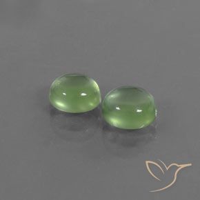 2.86 ctw Green Prehnite Stones, Natural Prehnite in Oval Cabochon Shape for Sale
