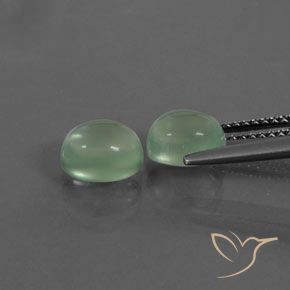 Prehnite Gemstones in 7.2 x 6.2 mm Size for Sale, Prehnite Stones in Light Yellow Green Color