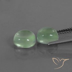 Prehnite Gemstones in 7.8 x 7.1 mm Size for Sale, Prehnite Stones in Warm Green Color