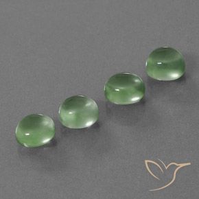 7.45 ctw Green Prehnite Stones, Natural Prehnite in Oval Cabochon Shape for Sale