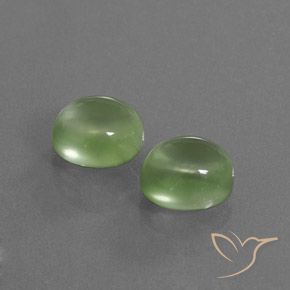 4.86 ctw Green Prehnite Stones, Natural Prehnite in Oval Cabochon Shape for Sale