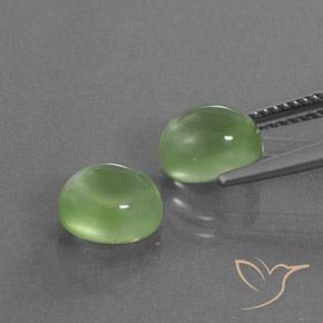 Prehnite Gemstones in 8.4 x 7.1 mm Size for Sale, Prehnite Stones in Pale Lime Green Color