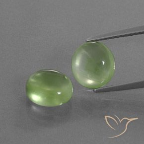 5.02 ctw Green Prehnite Gemstones, Prehnite Gems in Oval Cabochon Shape for Sale.