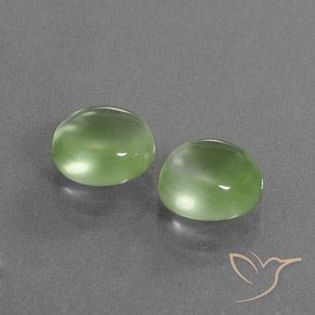 5.02 ctw Green Prehnite Stones, Natural Prehnite in Oval Cabochon Shape for Sale