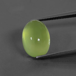 5.82 ct Green Prehnite Gemstone, Prehnite Gem in Oval Cabochon Shape for Sale.