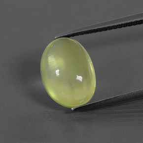 4.46 ct Green Prehnite Gemstone, Prehnite Gem in Oval Cabochon Shape for Sale.