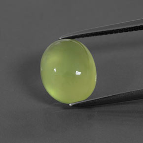 Olive Green Prehnite Gem - 4.4ct Oval Cabochon (ID: 376466)