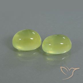 5.62 ctw Yellow Prehnite Stones, Natural Prehnite in Oval Cabochon Shape for Sale