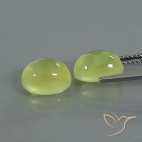Prehnite Gemstones in 9.4 x 7 mm Size for Sale, Prehnite Stones in Light Lemon Yellow Color